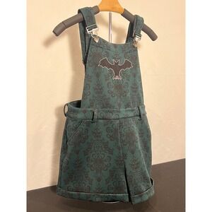 Her Universe Disney Haunted Mansion Bat Damask Shortalls Green Black XS